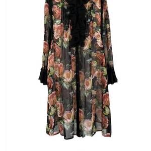 NEW TRELISE COOPER women's shirty dancing rose tunic in black multi